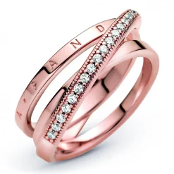 Pandora Anneau Triple Pavé Croisé Signature | Femme Bague