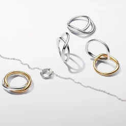 Pandora Anneaux Entrelacés Bimatières | Femme Bague