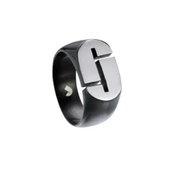 Jourdan Bague JOK UN028H - Bague En Acier Bicolore Noir Homme | Homme Bague