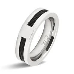 Rochet Bague Cabestan A2381 - Bague Acier Trait noir Homme | Homme Bague