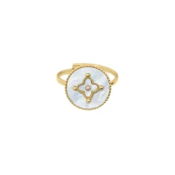 Pierre Lannier Bijoux Bague Ajustable Femme Pierre Lannier TALLIA Acier Doré Nacre Blanche | Femme Bague