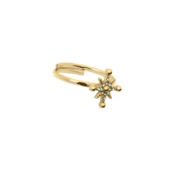 Pierre Lannier Bijoux Bague Ajustable Femme Pierre Lannier PERSEA Acier Doré Cristaux | Femme Bague