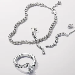 Pandora Bague Argent Chevauchement Scintillant | Femme Bague