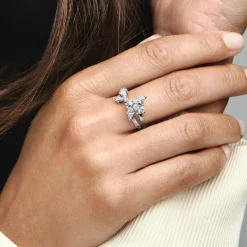 Pandora Bague Asymétrique Herbier Scintillant | Femme Bague