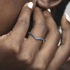 Pandora Bague Chevron Bleue Timeless | Femme Bague