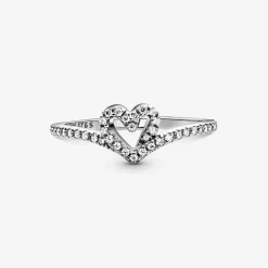Pandora Bague Chevron Cœur Vœu Scintillant Timeless | Femme Bague