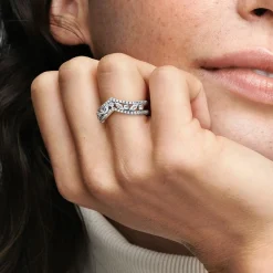 Pandora Bague Chevron Double Marquise Scintillante Timeless | Femme Bague