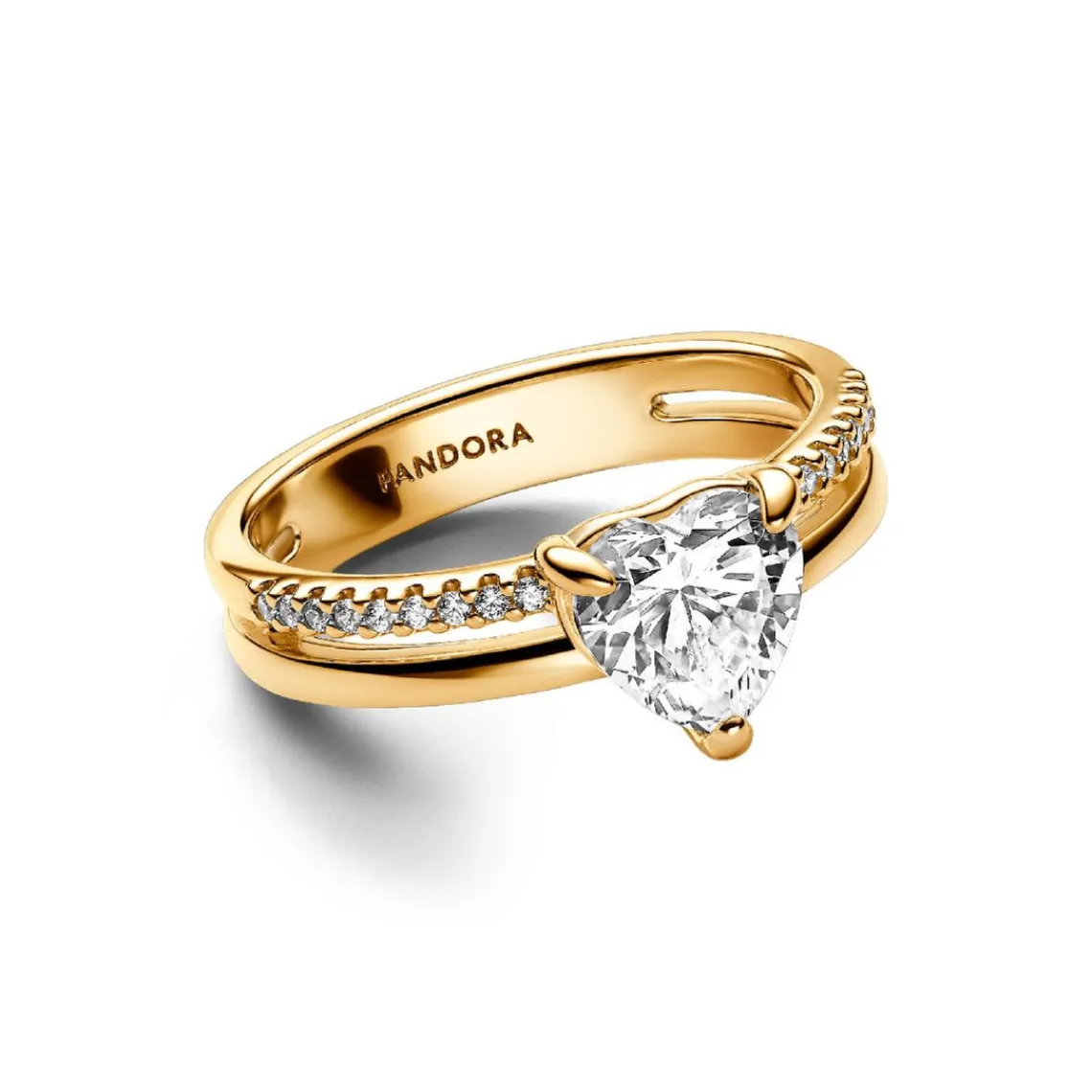 Pandora Bague Cœur Anneau Double Doré | Femme Bague