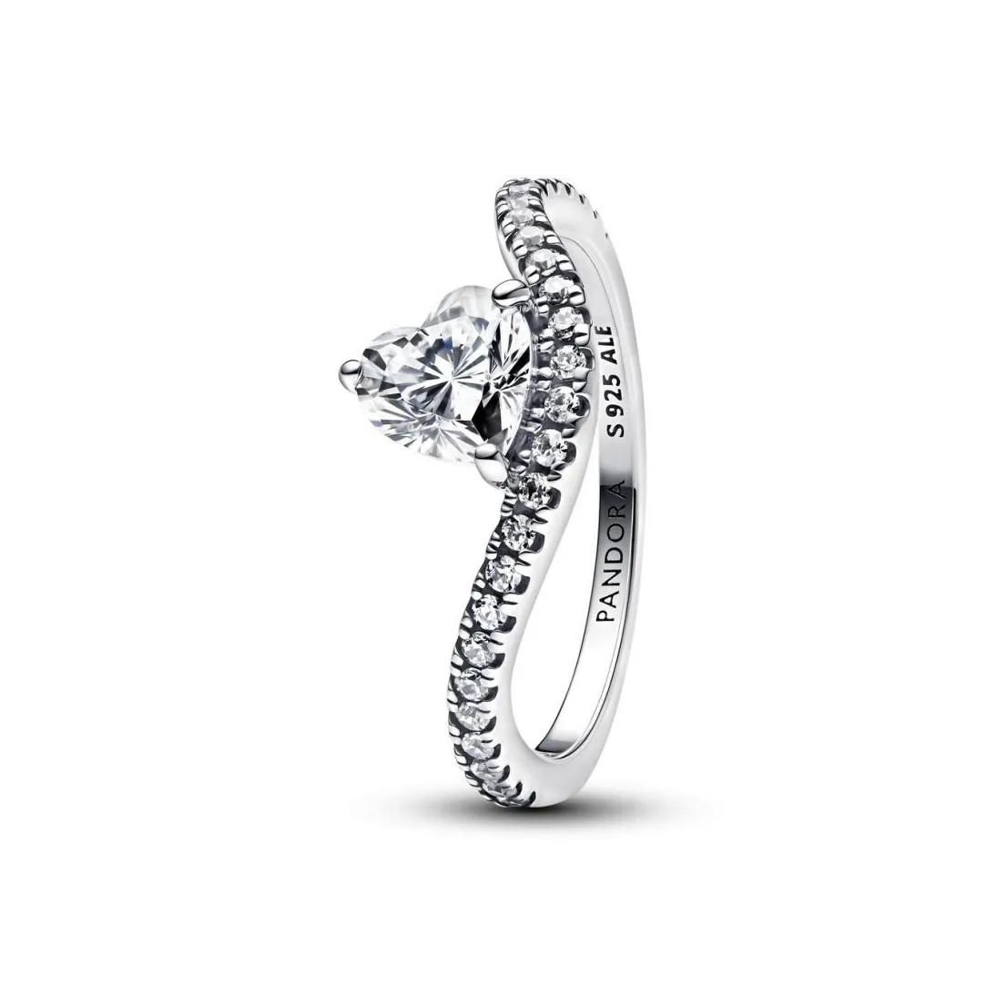 Pandora Bague Cœur Pavée Ondulée | Femme Bague