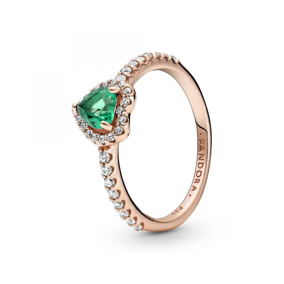 Pandora Bague Cœur Surélevé & cristal vert Timeless | Femme Bague
