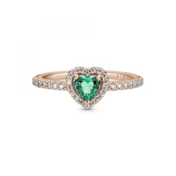 Pandora Bague Cœur Surélevé & cristal vert Timeless | Femme Bague