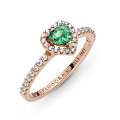 Pandora Bague Cœur Surélevé & cristal vert Timeless | Femme Bague