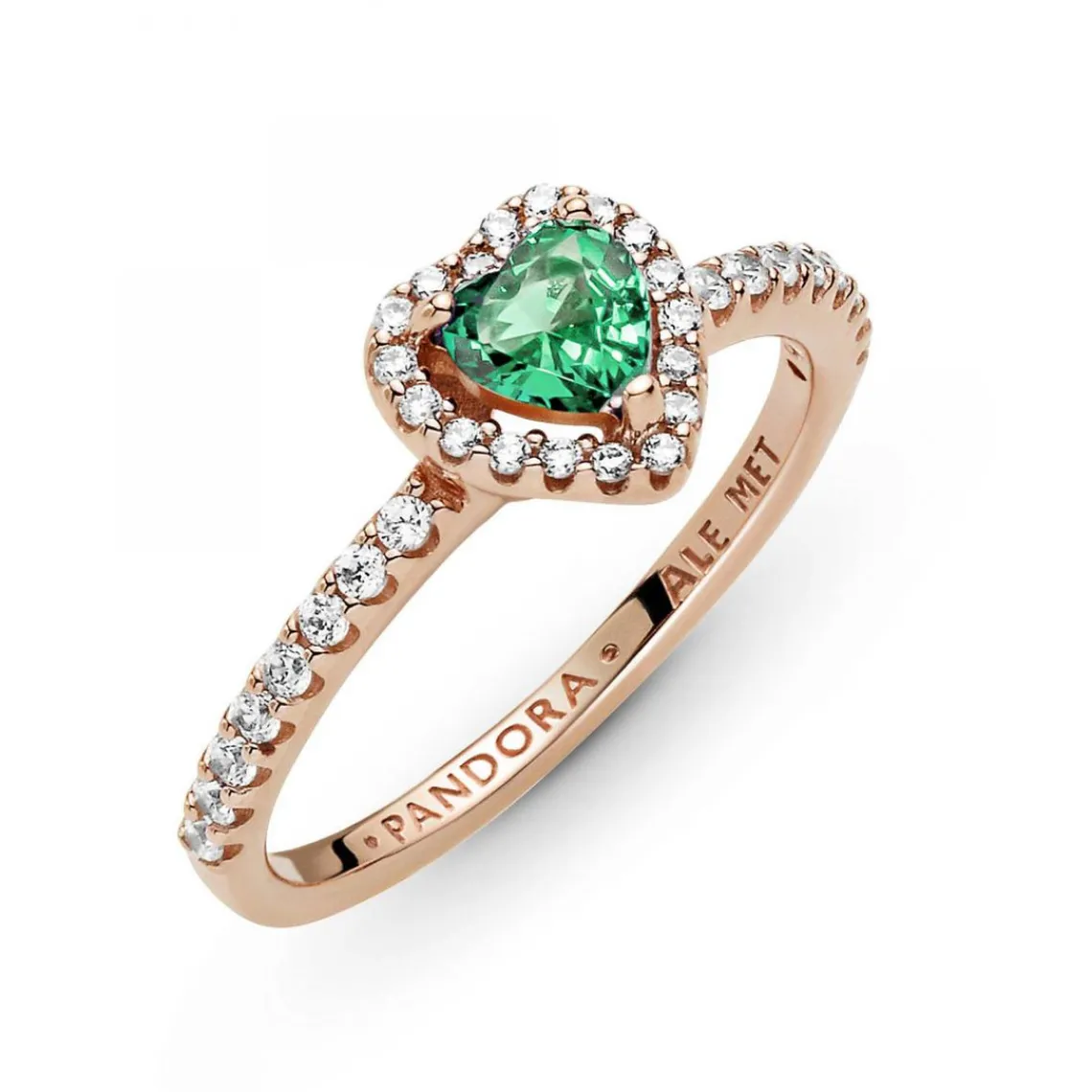 Pandora Bague Cœur Surélevé & cristal vert Timeless | Femme Bague