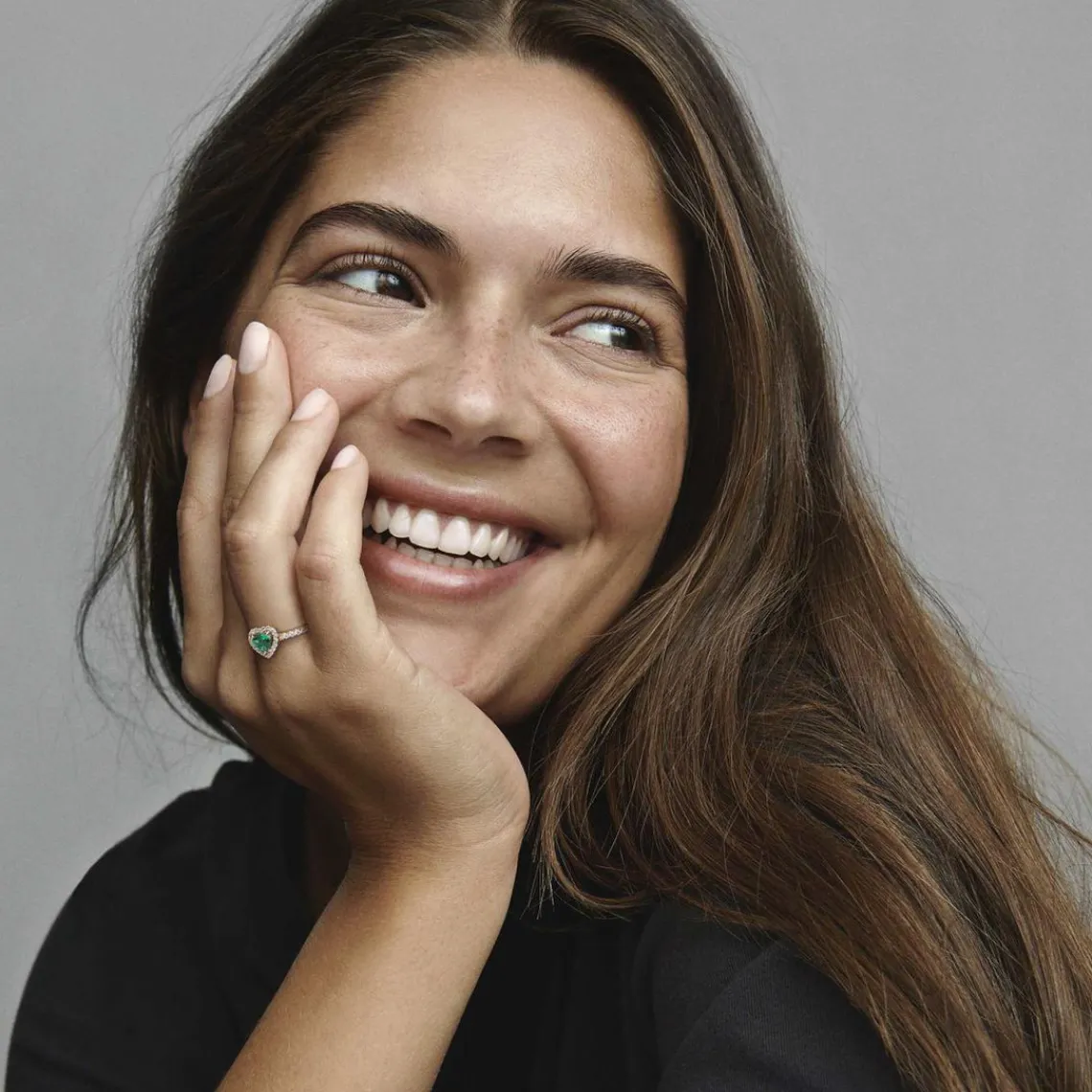 Pandora Bague Cœur Surélevé & cristal vert Timeless | Femme Bague