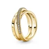 Pandora Bague Femme Anneau Triple Pavé Croisé Signature - 169057C01 Métal doré à l'or fin 585/1000 | Femme Bague