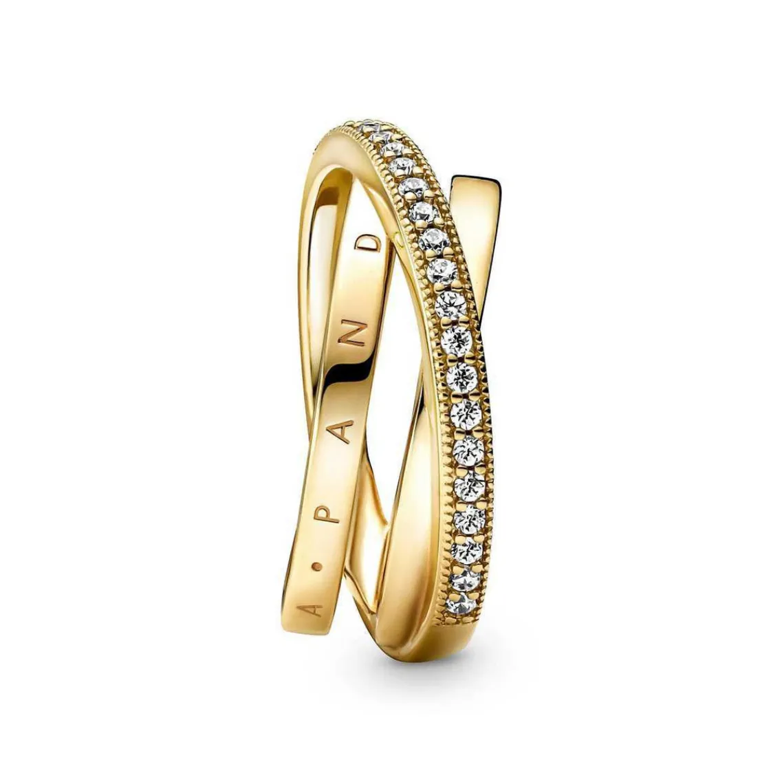 Pandora Bague Femme Anneau Triple Pavé Croisé Signature - 169057C01 Métal doré à l'or fin 585/1000 | Femme Bague
