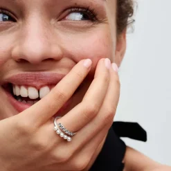 Pandora Bague femme argent sterling 193145C01 avec perle blanche et zircone transparente Timeless | Femme Bague