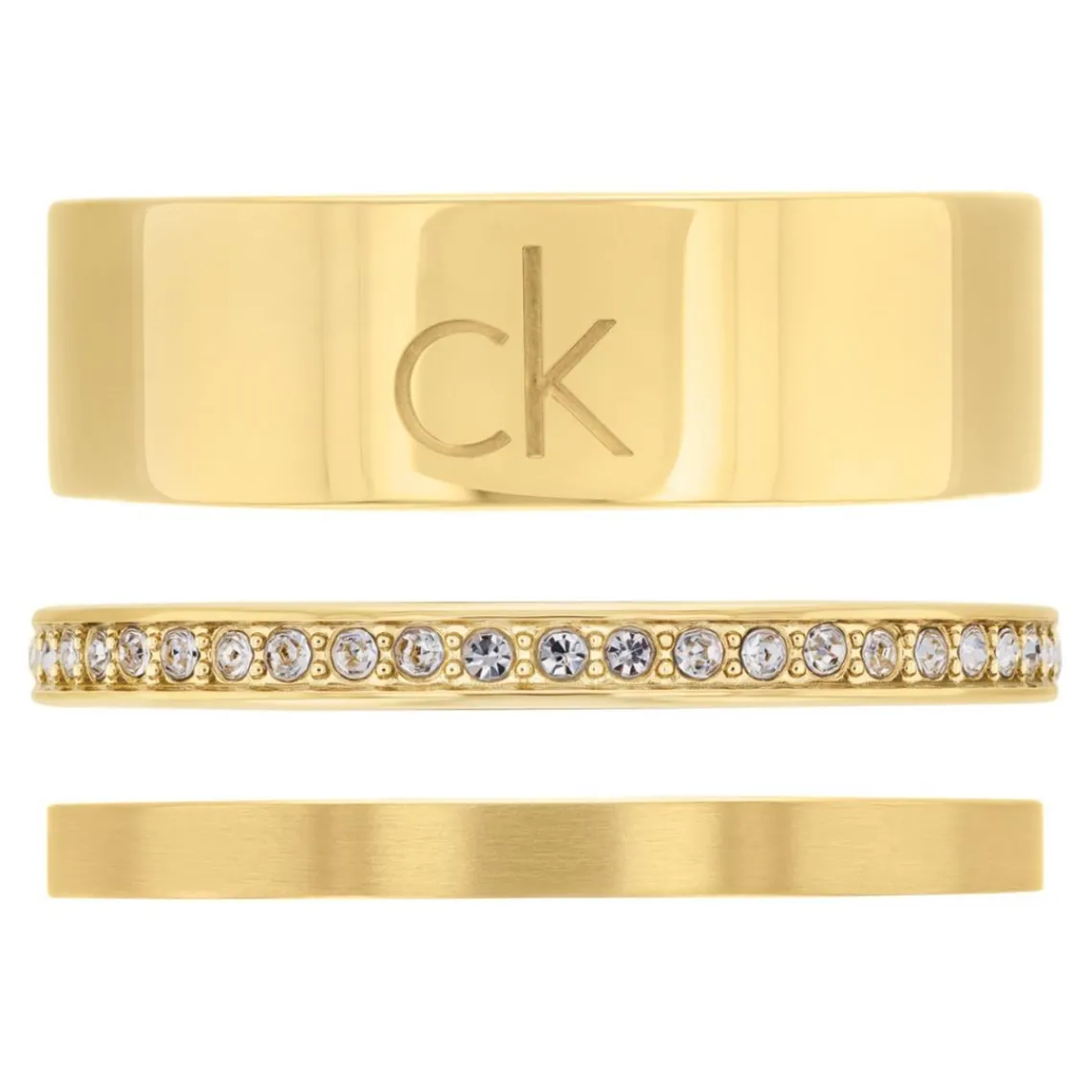 Calvin Klein Bijoux Bague femme Ck Trio - 35000795 Acier Doré | Femme Bague