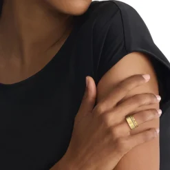Calvin Klein Bijoux Bague femme Ck Trio - 35000795 Acier Doré | Femme Bague