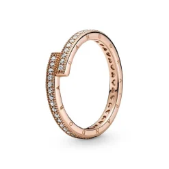 Pandora Bague Femme Chevauchement Scintillant Signature - 189491C01 Métal doré à l'or rose fin 585/1000 | Femme Bague