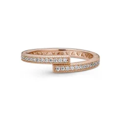 Pandora Bague Femme Chevauchement Scintillant Signature - 189491C01 Métal doré à l'or rose fin 585/1000 | Femme Bague