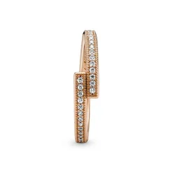 Pandora Bague Femme Chevauchement Scintillant Signature - 189491C01 Métal doré à l'or rose fin 585/1000 | Femme Bague