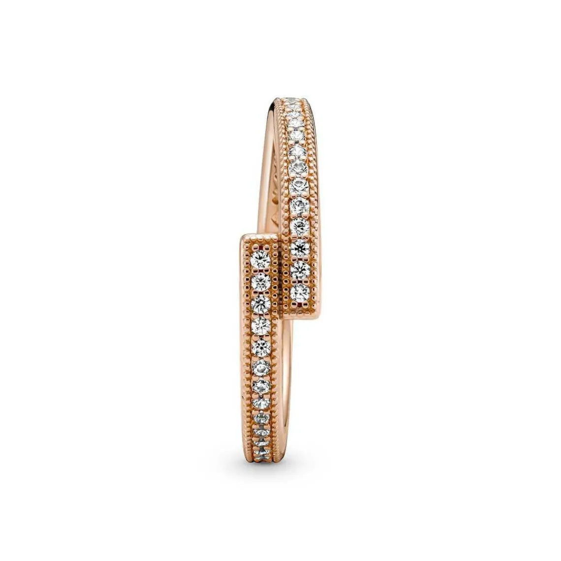 Pandora Bague Femme Chevauchement Scintillant Signature - 189491C01 Métal doré à l'or rose fin 585/1000 | Femme Bague