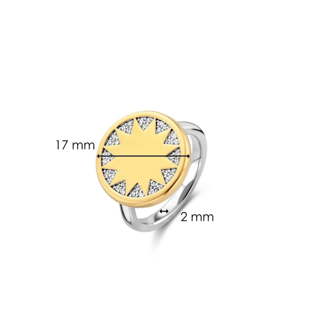 Ti Sento Bague femme 12215ZY – Argent 925/1000 plaqué or | Femme Bague