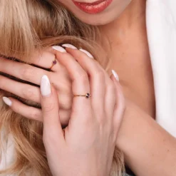 Sloya Bague Gemia En Pierre Améthyste Plaqué Or | Femme Bague