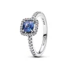 Pandora Bague Halo Bleu Carré Scintillant | Femme Bague