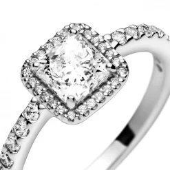Pandora Bague Halo Scintillant Carré Timeless | Femme Bague