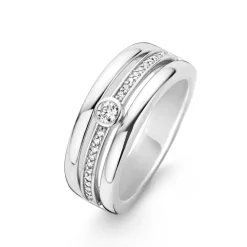 Ti Sento Bague Liberation 12094ZI - Bague Triple Anneaux Cristaux Femme | Femme Bague