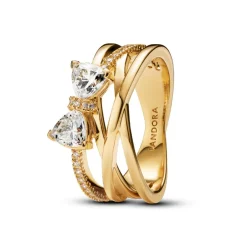 Pandora Bague Nœud Et Anneaux Entrecroisés Scintillants Doré | Femme Bague