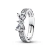 Pandora Bague Nœud et Double Rang Scintillant | Femme Bague