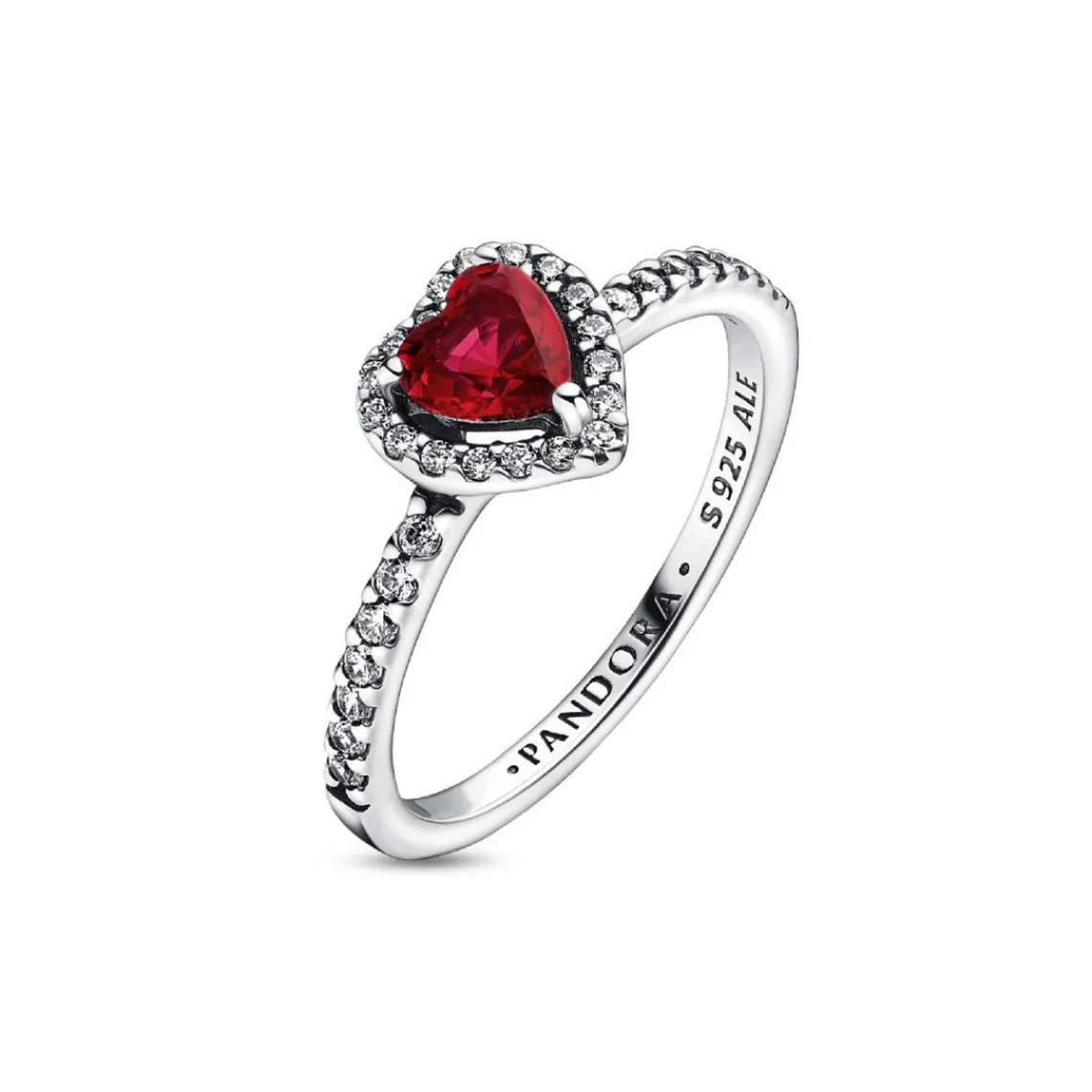 Pandora Bague - Cœur Surélevé Rouge Scintillant | Femme Bague