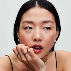 Pandora Bague ME - Anneau Double Noir et Pavé | Femme Bague