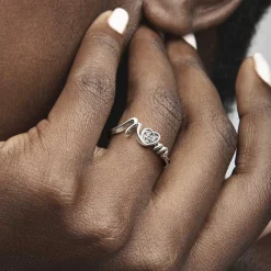 Pandora Bague Moments - Cœur Pavé Mom | Femme Bague