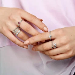 Pandora Bague Moments deux cœurs scintillants | Femme Bague