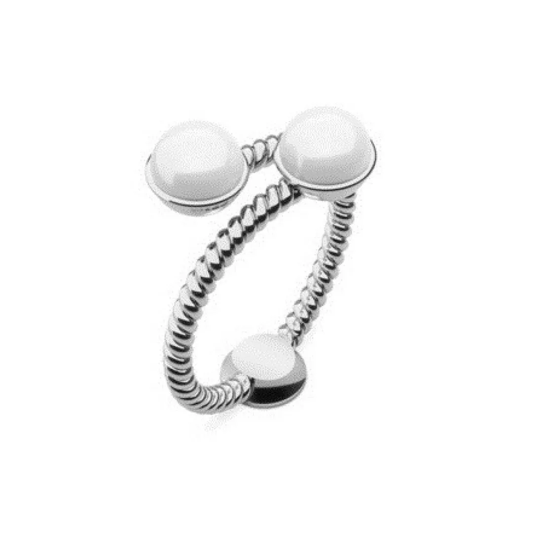 Paul Hewitt Bijoux Bague Paul Hewitt PH-FR-ROPE-S - Rope Pearl Acier Argent Femme | Femme Bague