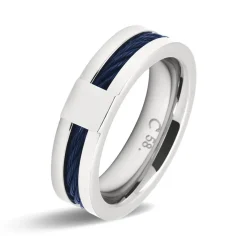 Rochet Bague HA237700 - Acier / Cable CABESTAN Bicolore PVD Bleu 0,6cm Homme | Homme Bague