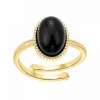 Angèle M Bijoux Bagues Femme Angèle M - B2457-BLACK-ONYX Métal Doré | Femme Bague