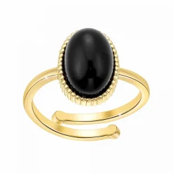 Angèle M Bijoux Bagues Femme Angèle M - B2457-BLACK-ONYX Métal Doré | Femme Bague