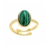 Angèle M Bijoux Bagues Femme Angèle M B2457-MALACHITE - Métal Doré | Femme Bague