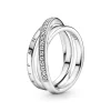 Pandora Bagues Femme Anneau Triple Pavé Croisé Signature - 199057C01 Argent | Femme Bague