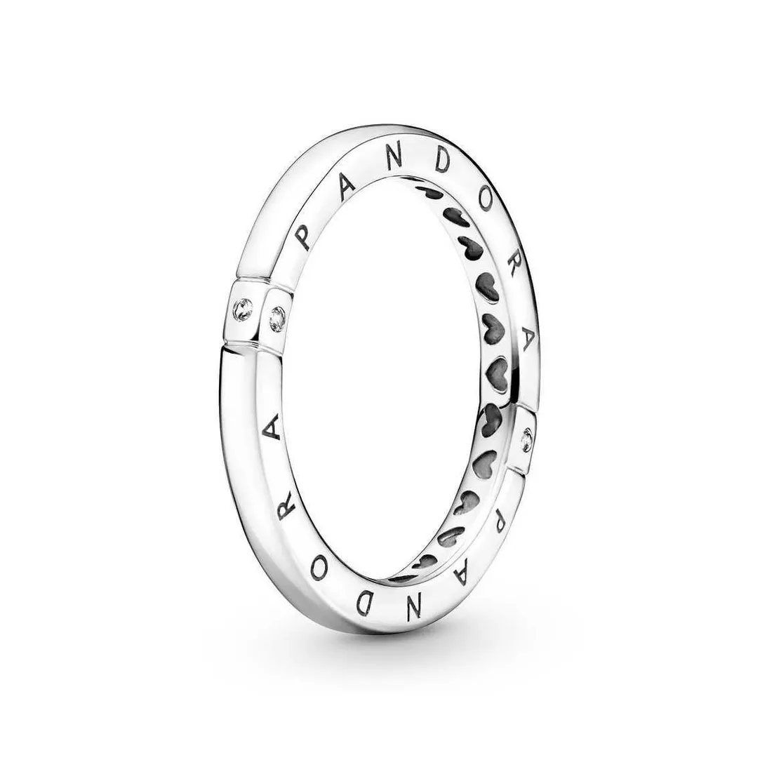 Pandora Bagues Femme Logo et Cœurs Argent Signature | Femme Bague