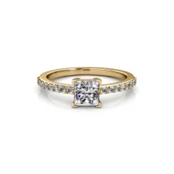 MYC-Paris Bague Simple Square DR0347-G - Doré Et Cristal | Femme Bague