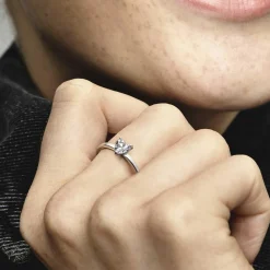 Pandora Bague Solitaire Timeless - Cœur Scintillant | Femme Bague