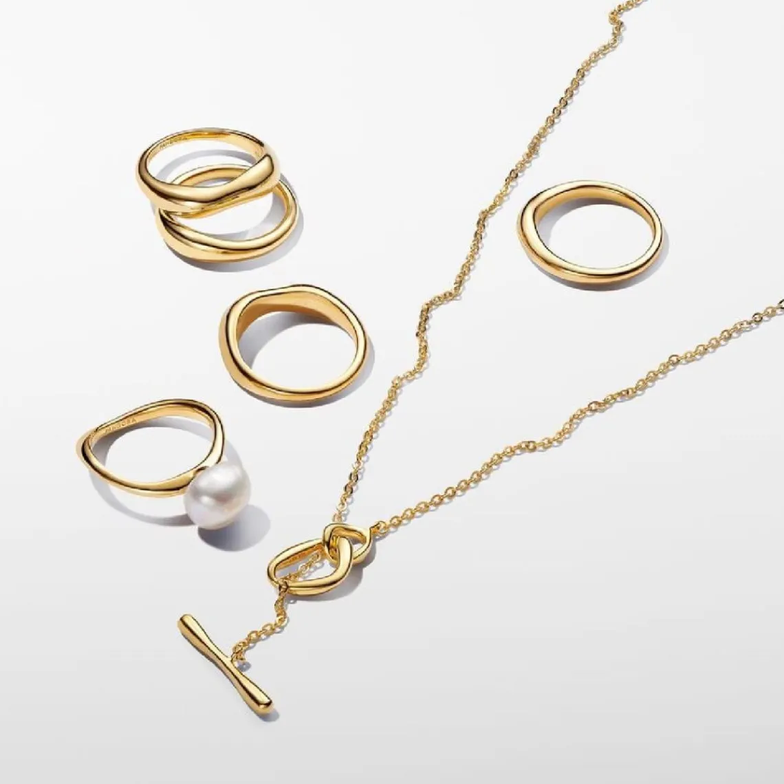 Pandora Bagues Superposables de Forme Organique Doré | Femme Bague