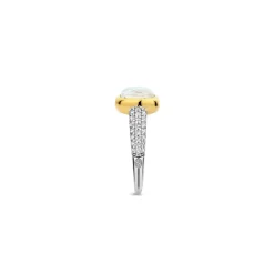 Ti Sento Bague - 12331MW Argent Doré Et Doublé Nacre Carré Et Pavage | Femme Bague