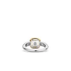 Ti Sento Bague - 12331MW Argent Doré Et Doublé Nacre Carré Et Pavage | Femme Bague